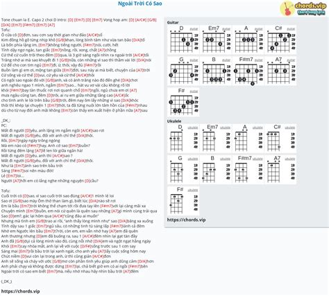 Chord Ngoài Trời Có Sao tab song lyric sheet guitar ukulele