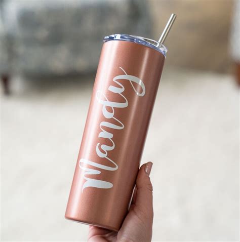 Rose Gold Stainless Steel Skinny Tumblers 4 Pack 20oz Double Etsy