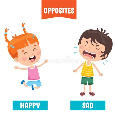 Opposite Words Happy Sad Stock Illustrations Opposite Words Happy