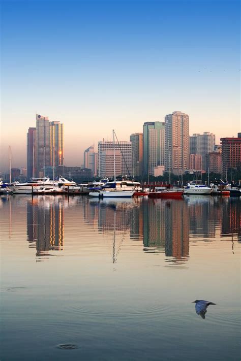 Beautiful Manila Bay, the Philippines. Pastel colors at the dawn. # ...