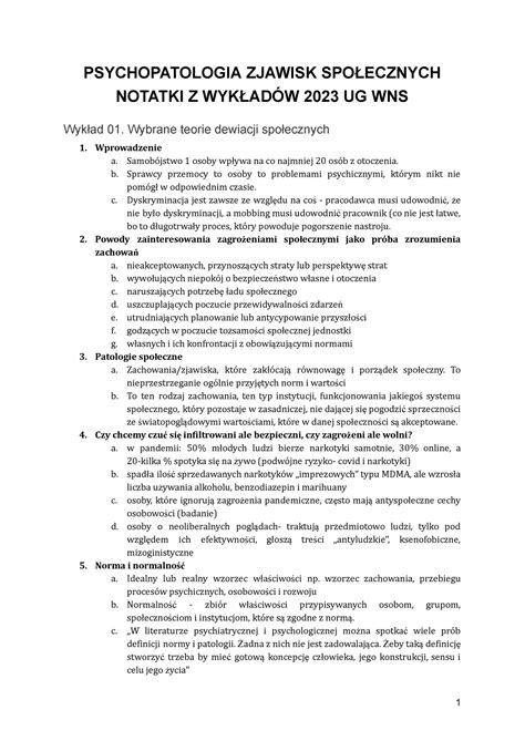 Psychopatologia zjawisk społecznych PSYCHOPATOLOGIA ZJAWISK