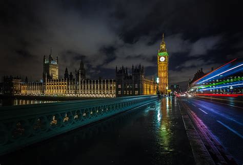 Big Ben Londres carretera máquina noche puente la ciudad río