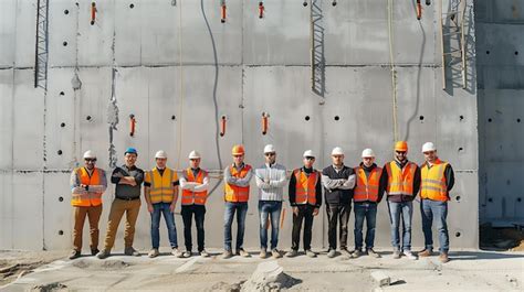 Premium Photo A Group Of Construction Workers Wearing Hard Hats And