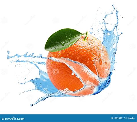 Orange in Water Splash on a White Background Stock Image - Image of motion, drop: 128139117