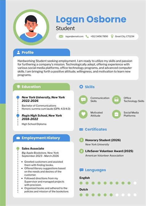 Student Resume Free Resume Template Piktochart