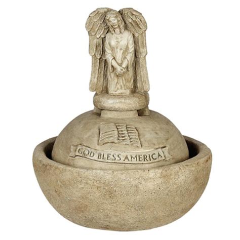 Kneeling Winged Angel God Bless America Bowl Solid Rock Stone Works