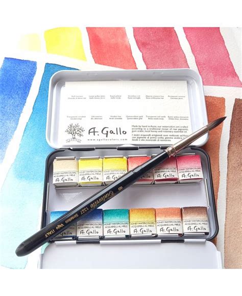 A Gallo Watercolor Mixing Half Pans Set (12 Colors)