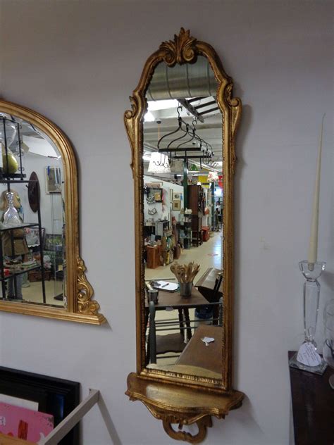 Full Length Gilt Mirror With Shelf In Antique Gilt Mirrors