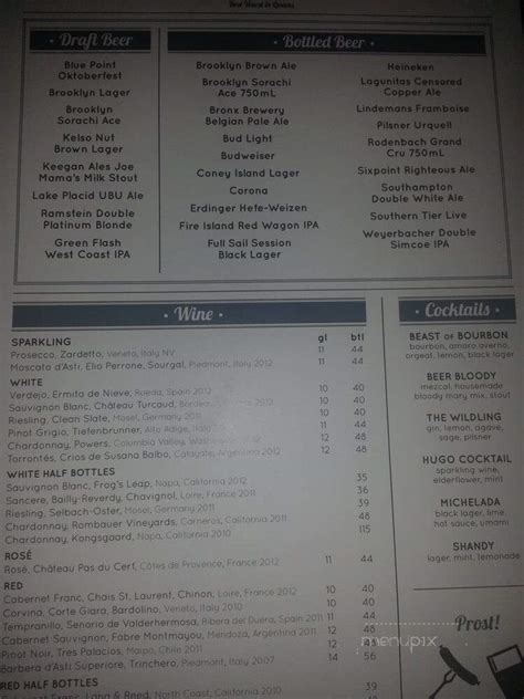 Menu Of BRKLYN Beer Garden In Jamaica NY 11430