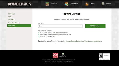 Where to redeem Minecraft codes?