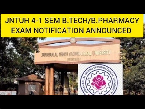 Jntuh B Tech B Pharmacy Exam Notification Jntuh R Youtube