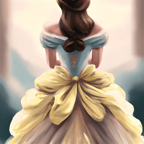 Digitales grafisches Ölgemälde von Prinzessin Belle von hinten