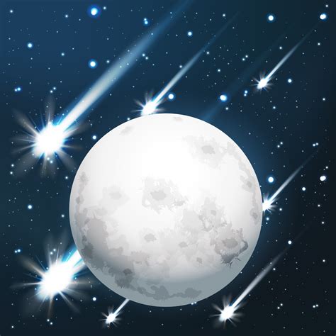 Meteor shower around the moon 2860537 Vector Art at Vecteezy