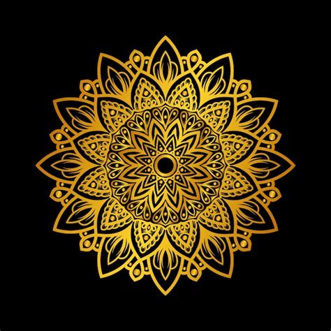 Mandala De Oro Sobre Un Fondo Negro Vector Premium