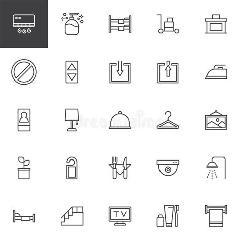 Conjunto De Iconos De Línea De Servicio De Hotel Ilustración Del Vector