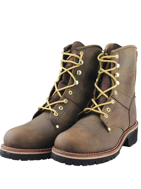 Tanleewa - Mens Leather Boots Classic Handmade Looger Boots Lace Up Work Boots Tough Guy Style ...