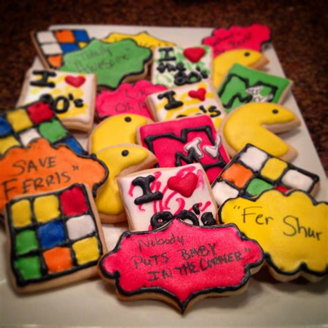 80 S Themed Party Cookies Pacman Rubics Cube Mtv Cookies