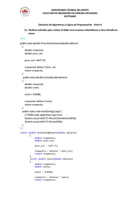 SOLUTION Ejercicios De Algoritmos Y Logica De Programacion Parte Ii