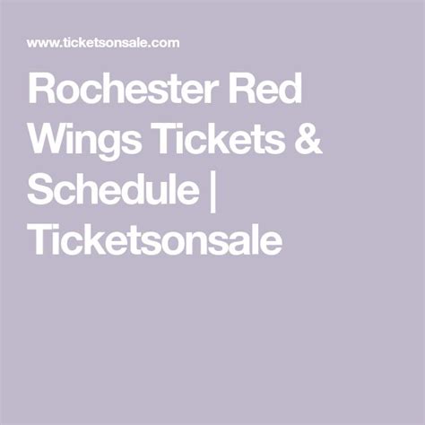 Rochester Red Wings Tickets & Schedule | Ticketsonsale in 2022 | Red ...