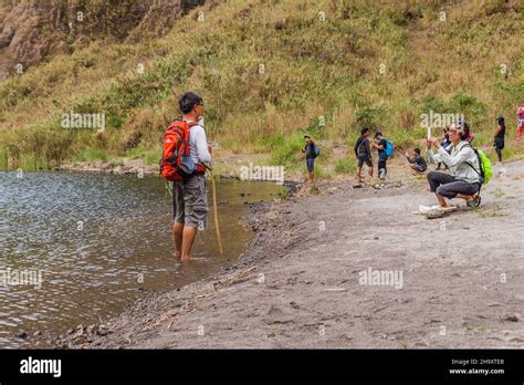 MT PINATUBO, PHILIPPINES - JAN 30, 2018: Tourists taking photos at the ...