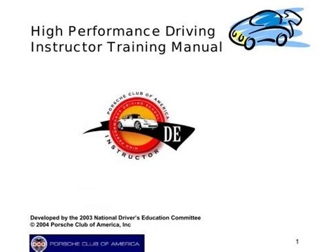 High Performance Driving Instructor Training Manual Rocky