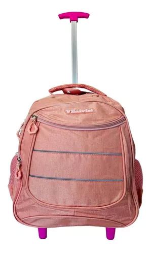 Mochila Escolar Rodinhas Rosa Para Mujer Espaciosa MercadoLibre