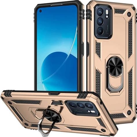 Coque Pour Oppo Reno 6 5g Avec Protecteur D écran Militaire Anneau Support Anti Chute Double