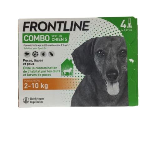 FRONTLINE COMBO Spot On CHIEN S 2 à 10kg 4 Pipettes de 0 67ml Anti