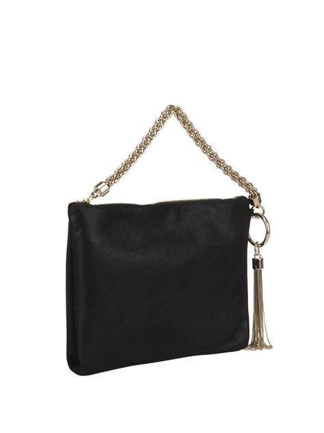 Clutches Jimmy Choo Callie Black Shimmer Suede Clutch Callieshsblack