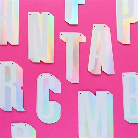 Holographic Foil Stamped Dimension Alphabet Custom Letter Etsy