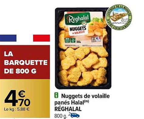 Promo Nuggets De Volaille Panés Halal Réghalal chez Carrefour