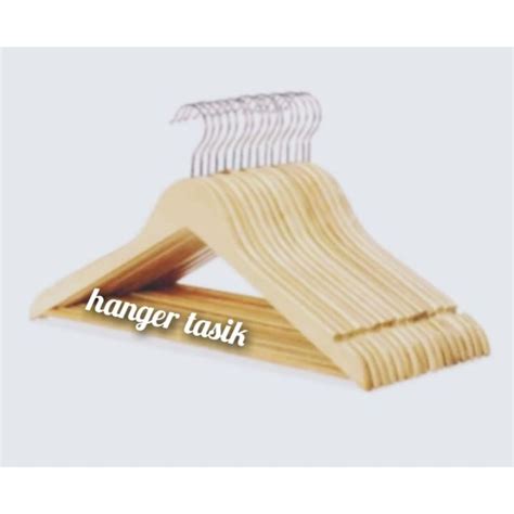 Jual Hanger Kayu Natural Dewasa Palang Kayu Paket Pcs Shopee