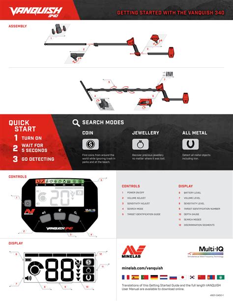 Minelab Vanquish 340 Metal Detector: Quick Start Guide & Assembly