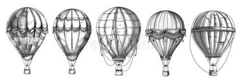 Hot Air Balloon Set Contour Drawings For Design Stock Photo Image Of Heat Generative