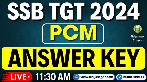 Ssb Tgt Exam Pcm Answer Key Tgt Pcm