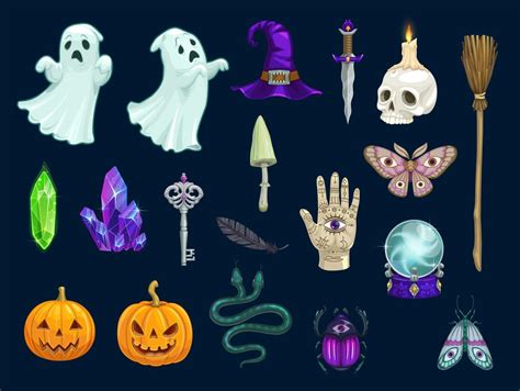 Halloween, magic and occult vector objects 10876400 Vector Art at Vecteezy