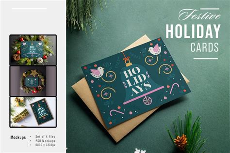 Festive Holiday cards, Product Mockups ft. card & christmas - Envato ...