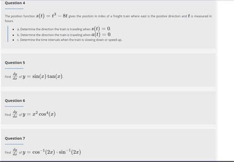 Solved The Position Function S T T3−8t Gives The Position