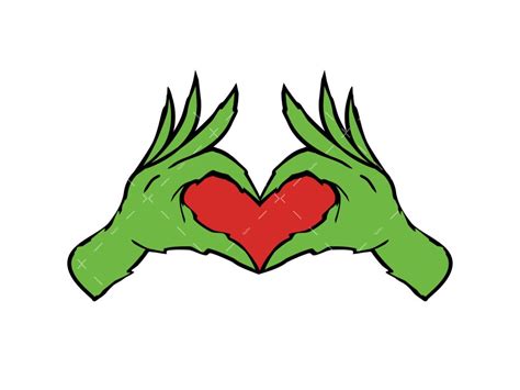 Grinch Hand SVG PNG PDF Merry Christmas Svg Grinch SVG Heart SVG