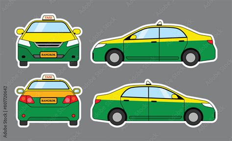 Vetor De Thai Taxi Meter Car Sticker Set Bangkok Thailand Public