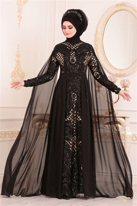 Black Hijab Evening Dress 85130s Neva