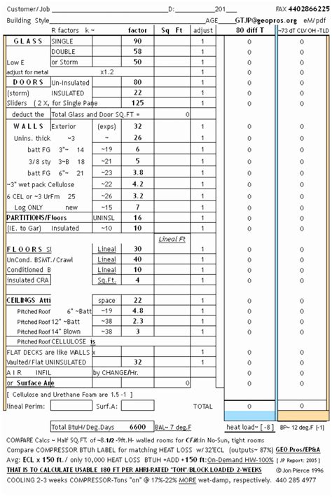 Electrical Load Calc Sheet