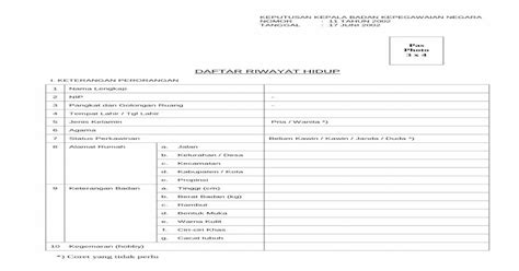 Daftar Riwayat Hidup Kemenpargoid Riwayat Hidup Dan Surat