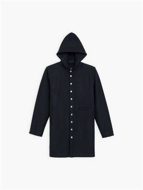 navy blue wool New Yvan Phone snap coat