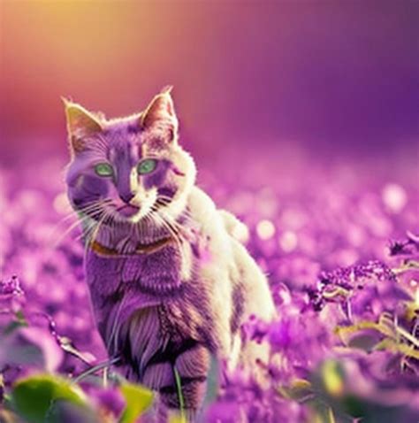 Gato Acostado En Un Campo De Flores Fondo Foto D A Internacional Del