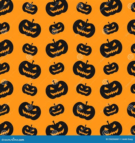 Spooky Halloween Pumpkin Silhouette Seamless Pattern Illustration