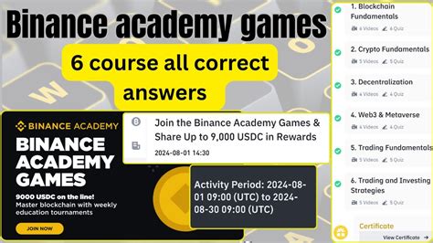 Binance Academy Games Courses All Correct Answers Academy Course