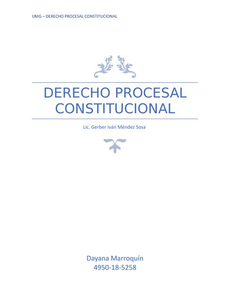 Derecho Procesal Constitucional Umg Derecho Procesal Constitucional