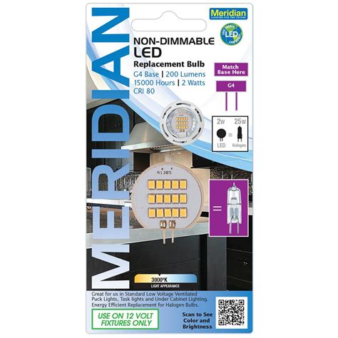 Meridian 25 Watt Equivalent Bright White T4 G4 Base Led Light Bulb