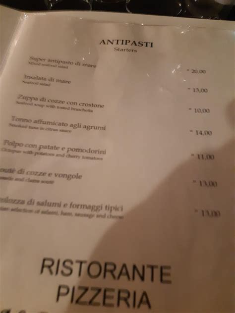 Speisekarte Von Al Peschereccio Restaurant Porto Pozzo